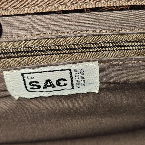 Le SAC Handmade Straw Dark Chocolate And Cream Ombre Handbag Detachable Strape - Picture 8 of 10